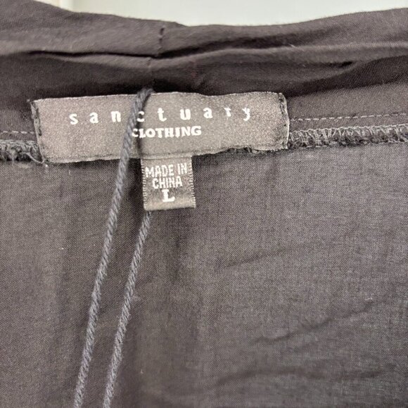 SANCTUARY NEW Scoop Neck Ruffled Top Womens L Black Macy's Mesh Beading - Picture 7 of 7